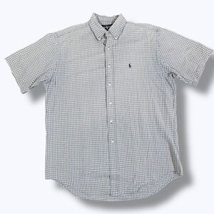 Vintage Ralph Lauren Blaire Shirt Mens Medium Blue Red Plaid Cotton Preppy Work